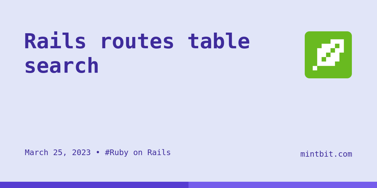 Rails routes table search - Mintbit
